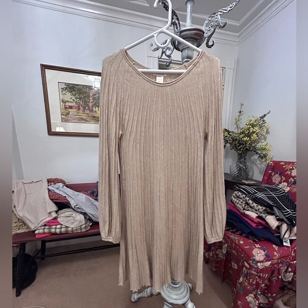 Max Studio Beige Long Sleeve Dress